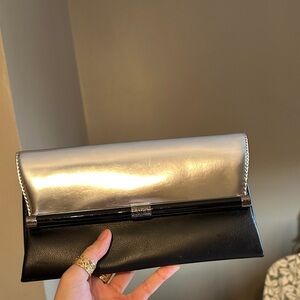 Diane Von Furstenberg Silver and Black Clutch